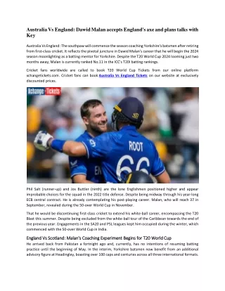 Australia Vs England Malan accepts England's axe and plans talks with Key