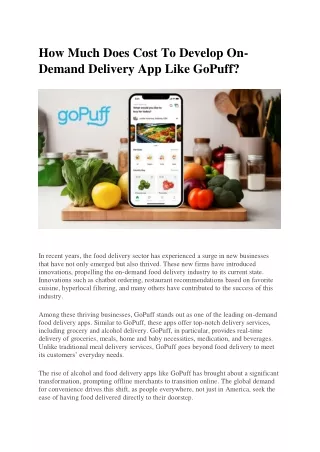 How Much Does Cost To Develop On-Demand Delivery App Like GoPuff