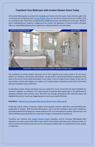 Enhance Your Bathroom with Custom Shower Doors