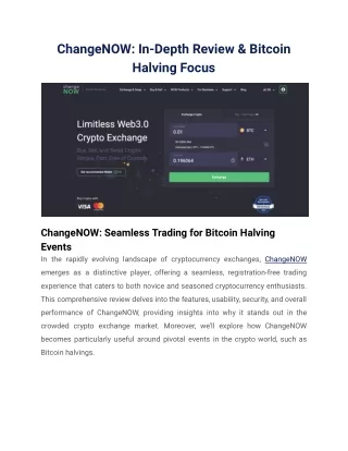 ChangeNOW_ In-Depth Review & Bitcoin Halving Focus