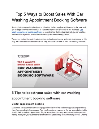 Top 5 Ways to Boost Sales With Car Washing Appointment Booking Software