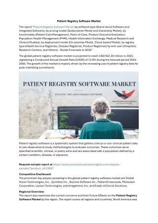 Patient Registry Software Market Size, Share, Growth Analysis 2024