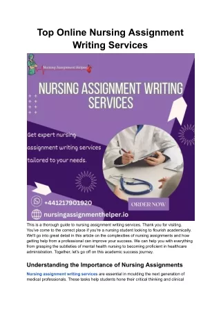 Top Online Nursing Assignment Writing Services