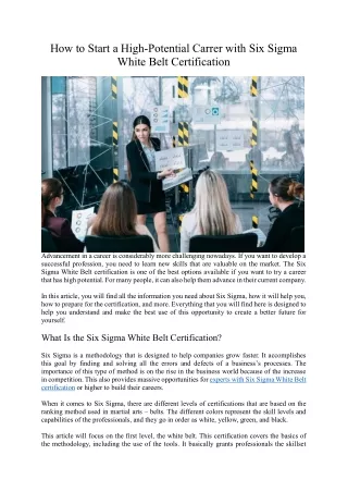 How to Start a High-Potential Carrer with Six Sigma White Belt Certification