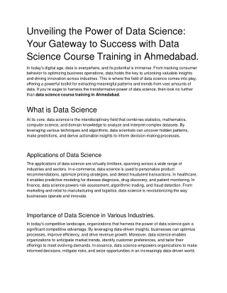 data science course training in Ahmedabad