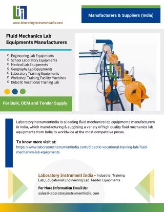 Fluid Mechanics Lab Equipments Manufacturers