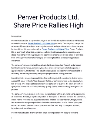 Get The Best Penver Products Share Price Only At Planify