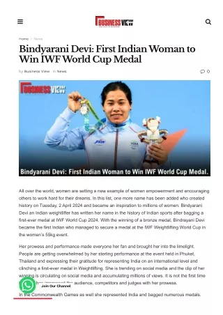 Bindyarani Devi First Indian Woman to Win IWF World Cup Medal
