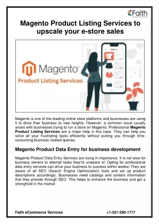 Magento Product Listing Services to upscale your e-store sales