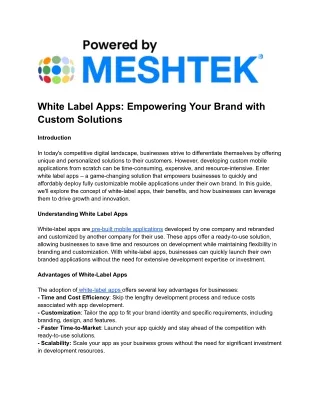 White Label Apps: Empowering Your Brand with Custom Solutions