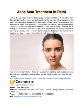 Acne Scar Treatment In Delhi