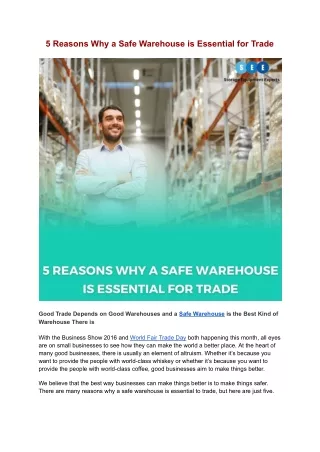 Top 5 Reasons Why a Safe Warehouse is Essential for Trade