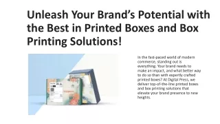 Unleash Your Brand’s Potential with the Best in Printed Boxes and Box Printing Solutions!