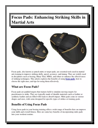 Focus Pads Enhancing Striking Skills in Martial Arts