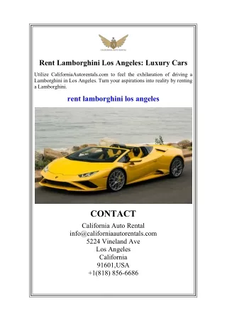 Rent Lamborghini Los Angeles Luxury Cars