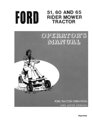 Ford 51 60 and 65 Rider Mower Tractor Operator’s Manual Instant Download (Publication No.42005130)