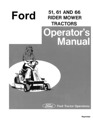 Ford 51 61 and 66 Rider Mower Tractor Operator’s Manual Instant Download (Publication No.42005131)