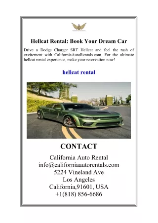 Hellcat Rental Book Your Dream Car