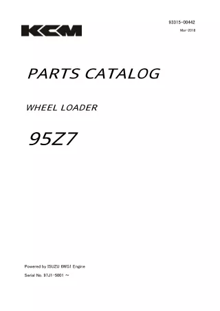 Kawasaki 95Z7 Wheel Loader Parts Catalogue Manual (Serial No. 97J1-5001 ～)