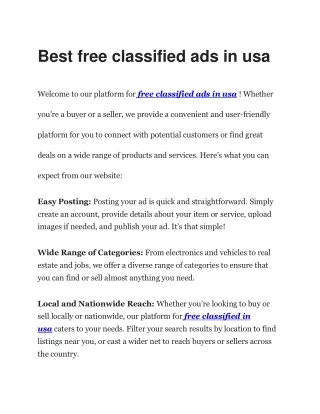 USA Classifieds: Your One-Stop Shop for Free Ads