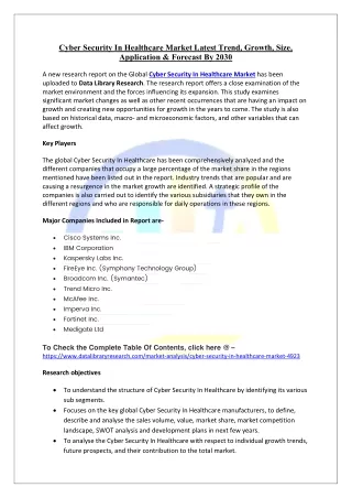 Cyber Security In Healthcare Market