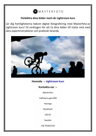 Förbättra dina bilder med vår Lightroom kurs