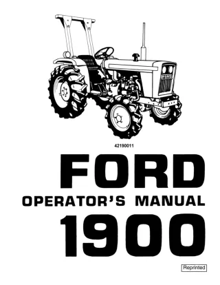 Ford 1900 Tractor Operator’s Manual Instant Download (Publication No.42190011)