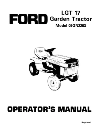 Ford LGT17 Garden Tractor Operator’s Manual Instant Download (Publication No.42001710)