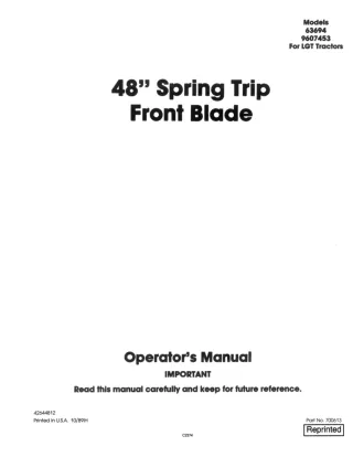 Ford New Holland 48 Spring Trip Front Blade Operator’s Manual Instant Download (Publication No.42644812)