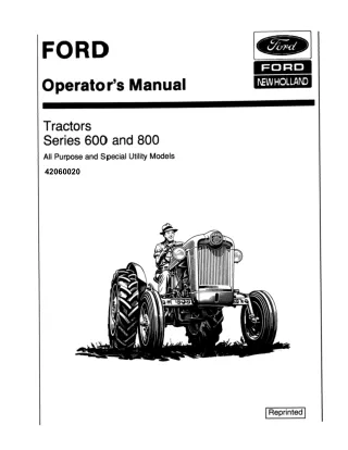 Ford New Holland 600 and 800 Series Tractors Operator’s Manual Instant Download (Publication No.42060020)