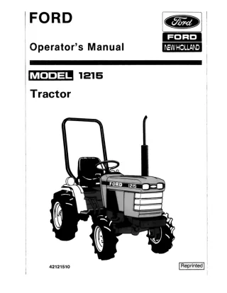 Ford New Holland 1215 Tractor Operator’s Manual Instant Download (Publication No.42121510)