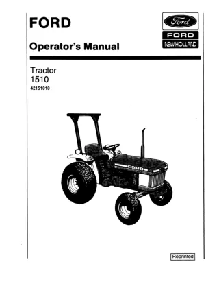 Ford New Holland 1510 Tractor Operator’s Manual Instant Download (Publication No.42151010)