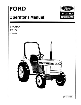 Ford New Holland 1715 Tractor Operator’s Manual Instant Download (Publication No.42171510)