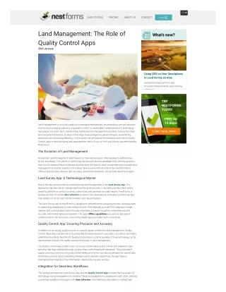 Land Management: The Role of Quality Control Apps