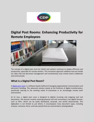 Digital Post Rooms Enhancing Productivity for Remote Employees - CDP Print Management