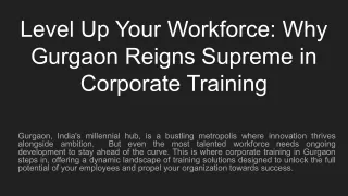 Corporate Training In Gurgaon