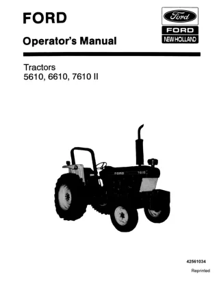 Ford New Holland 5610 6610 7610 II Tractors Operator’s Manual Instant Download (Publication No.42561034)