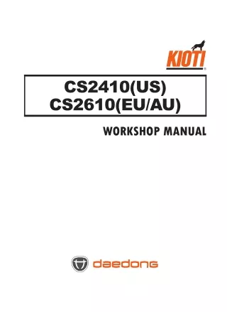 Kioti Daedong CS2610 (EUAU) Tractor Service Repair Manual