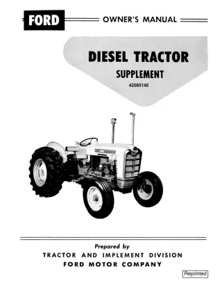 Ford New Holland Diesel Tractor Supplement Owner’s Manual Instant Download (Publication No.42060140)