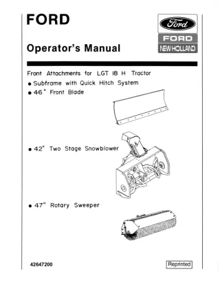 Ford New Holland Front Attachments for LGT18H Tractor Operator’s Manual Instant Download (Publication No.42647200)