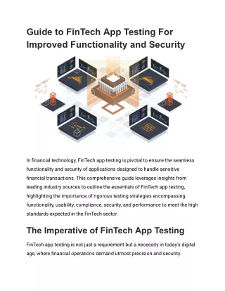 Guide to FinTech App Testing For Improved Functionality and Security