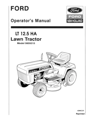 Ford New Holland LT 12.5HA Lawn Tractors Operator’s Manual Instant Download (Publication No.42001215)