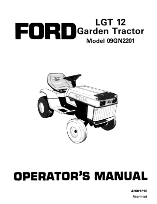 Ford LGT12 Garden Tractor Operator’s Manual Instant Download (Publication No.42001210)