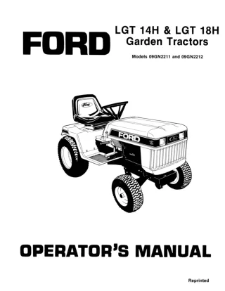 Ford LGT14H & LGT18H Garden Tractors Operator’s Manual Instant Download (Publication No.42001421)