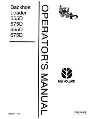 Ford New Holland 555D 575D 655D 675D Backhoe Loader Operator’s Manual Instant Download (Publication No.42055526)