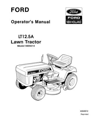 Ford New Holland LT12.5A Lawn Tractor Operator’s Manual Instant Download (Publication No.42640012)