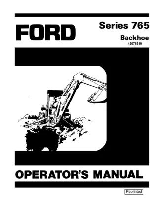 Ford New Holland Series 765 Backhoe Operator’s Manual Instant Download (Publication No.42076510)