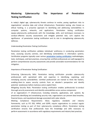 Penetration Testing Certification