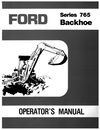 Ford Series 765 Backhoe Operator’s Manual Instant Download (Publication No.42076513)