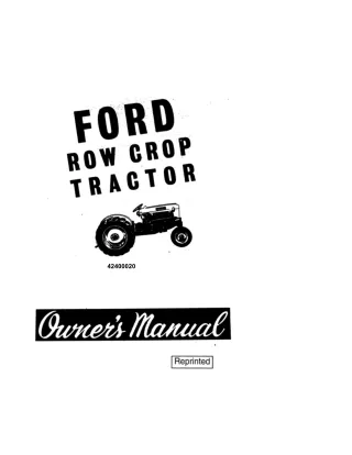 Ford Series 2000 Series 4000 Row Crop Tractor Owners Manual Instant Download (Publication No.42400020)